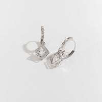 Dazzler Cubic Zirconia Diamond Shape Hoop Earrings