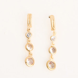 Drop Earrings Dazzlers Graduated CZ Bezel Three-Stone