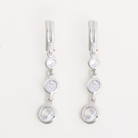 Drop Earrings Dazzlers Graduated CZ Bezel Three-Stone