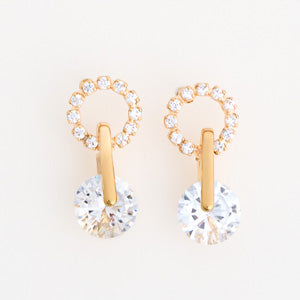 Drop Earrings Dazzlers Open Circle CZ Solitaire Statement
