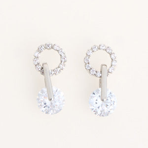 Drop Earrings Dazzlers Open Circle CZ Solitaire Statement