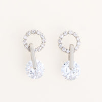 Drop Earrings Dazzlers Open Circle CZ Solitaire Statement