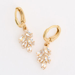Huggie Earrings Dazzlers Botanical Marquise CZ Drop Hoops