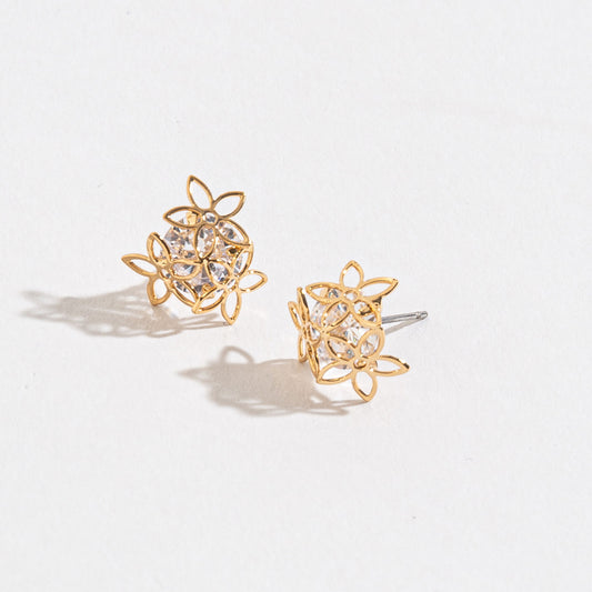 Cubic Zirconia Multi-Flower Stud Earrings