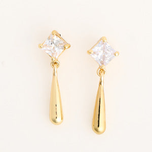 Drop Earrings Dazzlers Princess Cut CZ Teardrop Statement