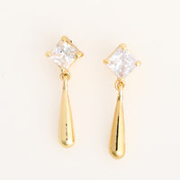 Drop Earrings Dazzlers Princess Cut CZ Teardrop Statement