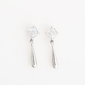Drop Earrings Dazzlers Princess Cut CZ Teardrop Statement