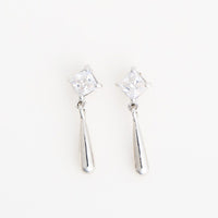 Drop Earrings Dazzlers Princess Cut CZ Teardrop Statement