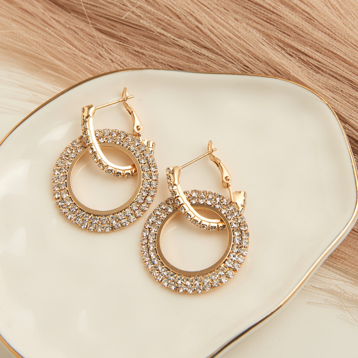 Dazzler Double Pave Cubic Zirconia Hoop Earrings