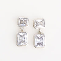 Drop Earrings Dazzlers Two-Stone Emerald Cut CZ Statement