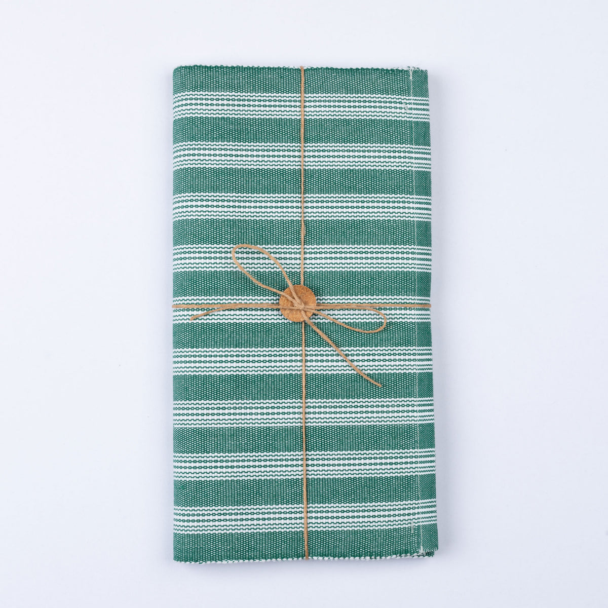 Evergreen & White Stripe Woven Table Runner