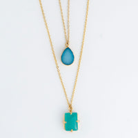 Ezra 18k Gold layered Stone Pendant Necklace