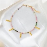 Taissa 18k Gold Genuine Tourmaline Bar Bracelet