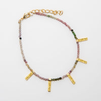 Taissa 18k Gold Genuine Tourmaline Bar Bracelet