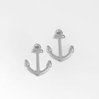 Anchor Icon Silver Stud Earrings