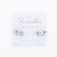 Pave Disc & Bead Reversible Earrings