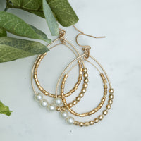 Andra Pearl Drop Earrings with Pearl & Gold Beads