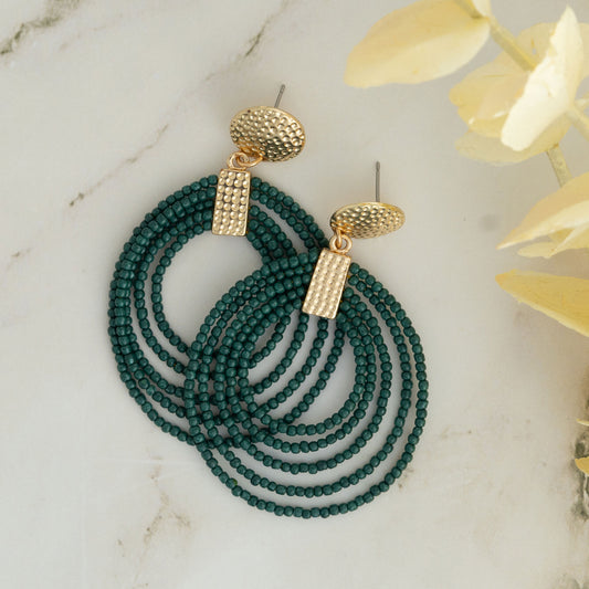 Marise Green Hoop Seed Bead Earrings