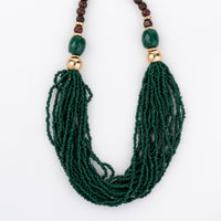 Safiya Deep Green 16" Seed Bead Necklace