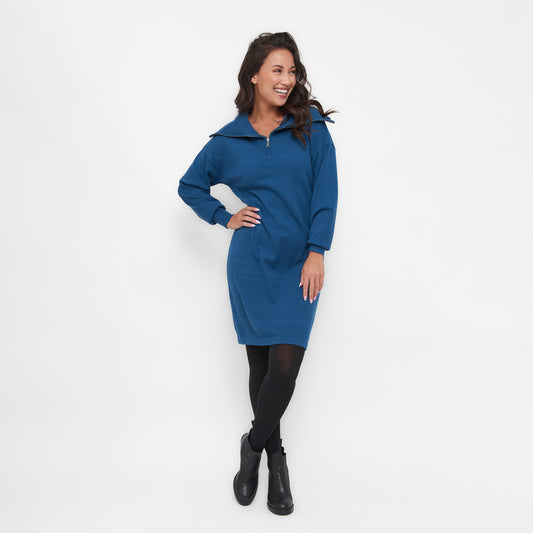 Alessia Quarter Zip Sweatshirt Dress