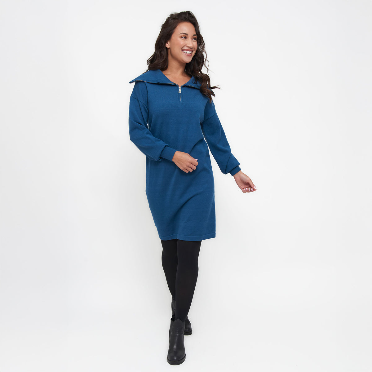 Alessia Quarter Zip Sweatshirt Dress