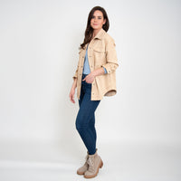 Lennox Tan Faux Suede Button Up Shacket