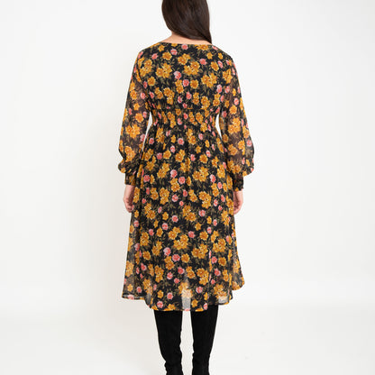 Brett Long Sleeve Floral Midi Dress