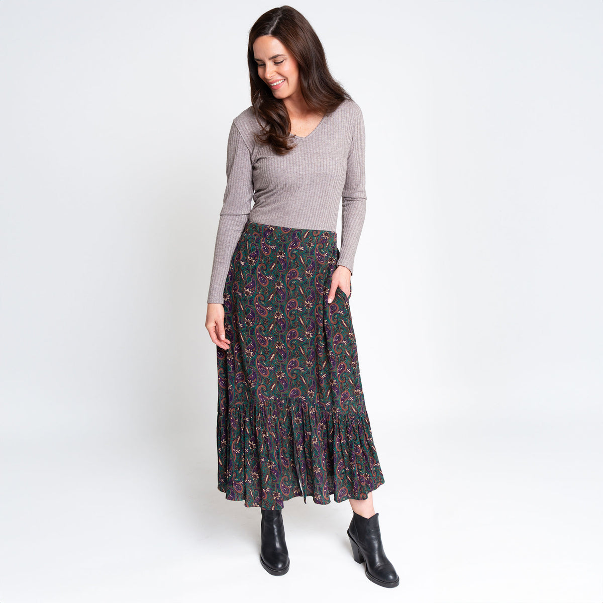 Joie Paisley Tiered Maxi Skirt