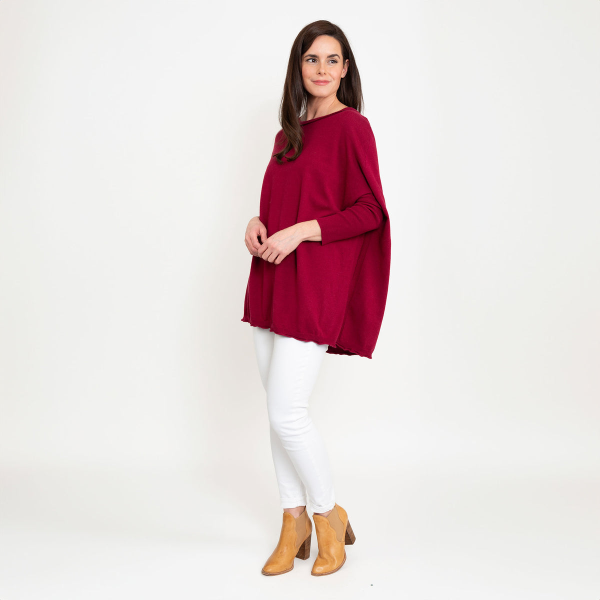 Halsey Relaxed Lightweight Dolman Poncho Sweater