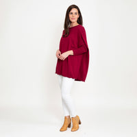 Halsey Relaxed Lightweight Dolman Poncho Sweater
