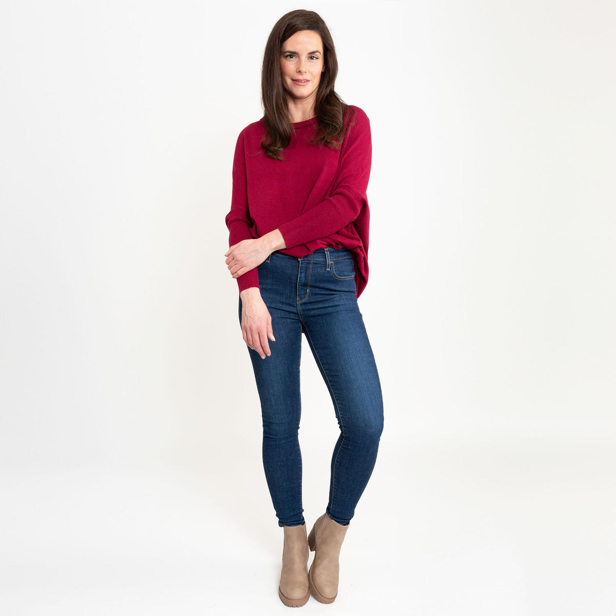 Halsey Relaxed Lightweight Dolman Poncho Sweater