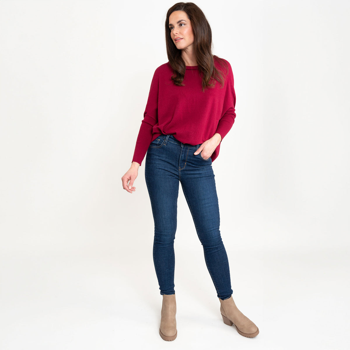 Halsey Relaxed Lightweight Dolman Poncho Sweater