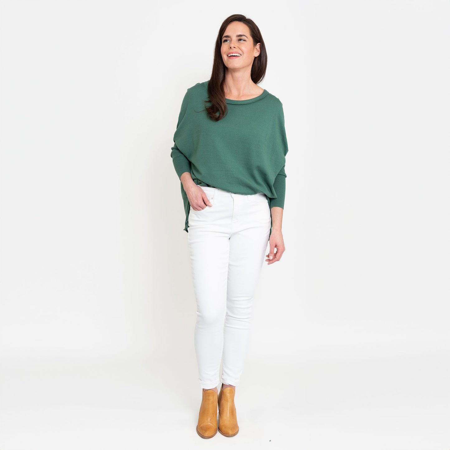 Halsey Relaxed Lightweight Dolman Poncho Sweater