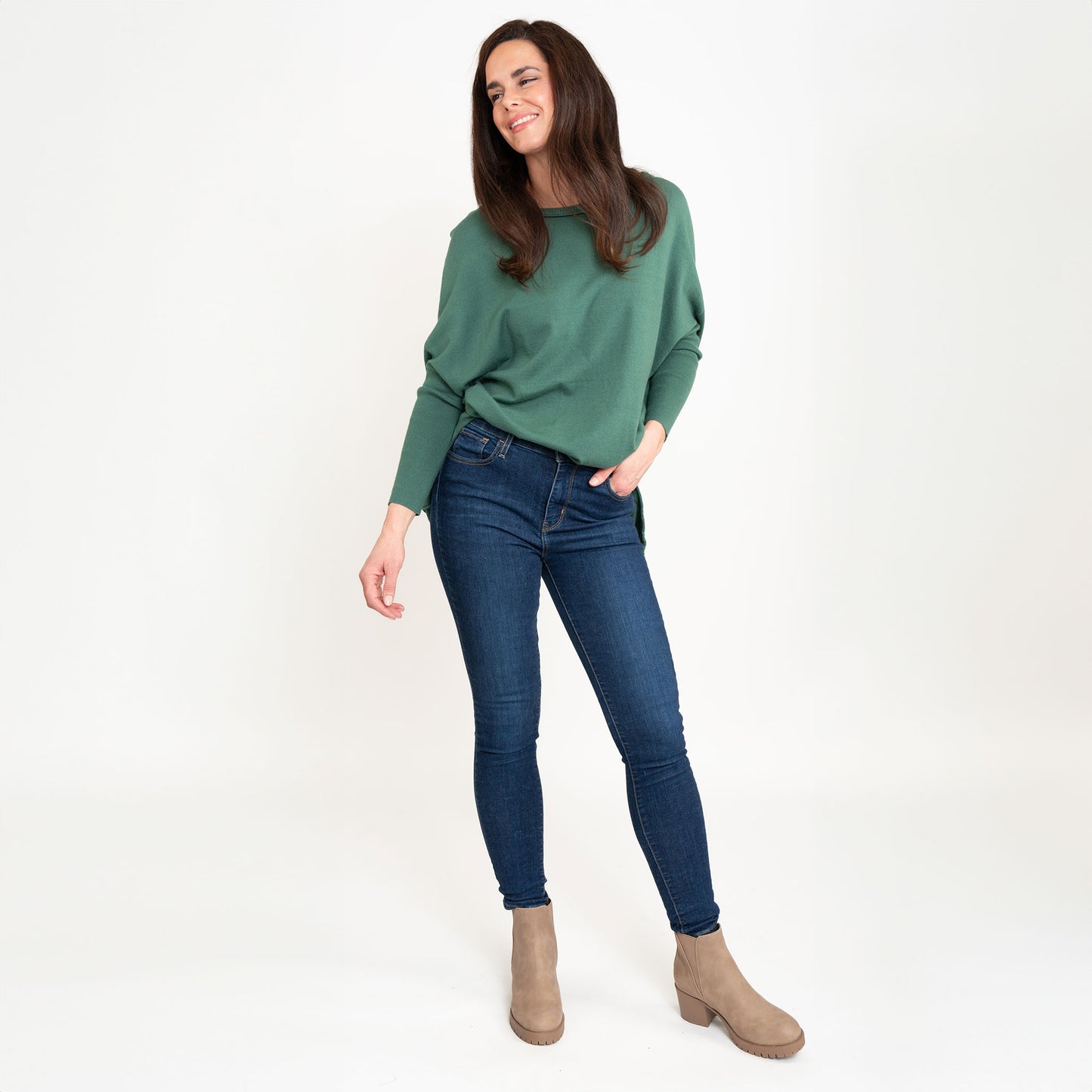 Halsey Relaxed Lightweight Dolman Poncho Sweater