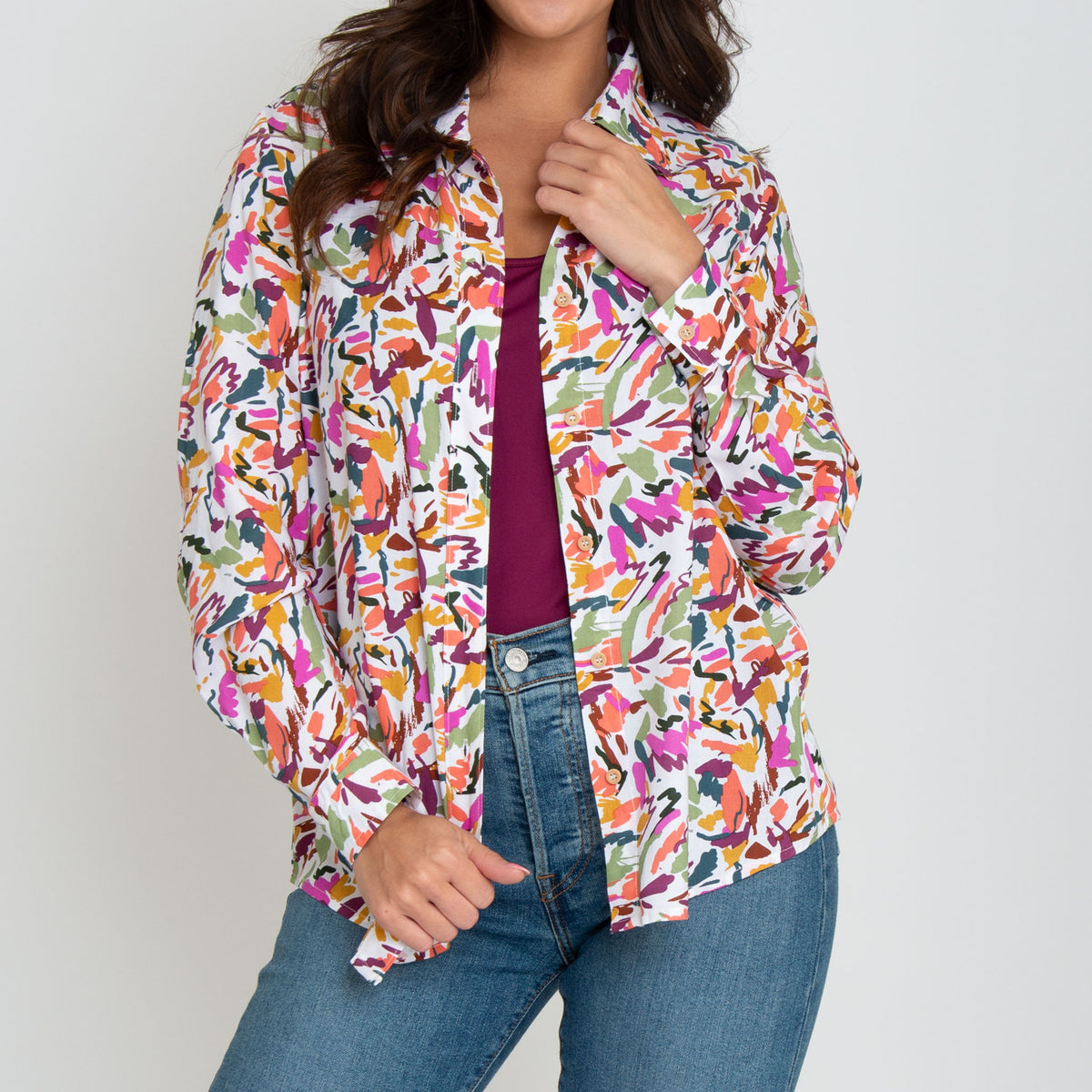 Alexa Long Sleeve Button Up Top
