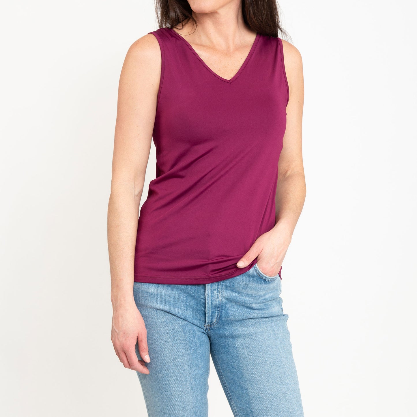 Audrey Reversible Scoop Neck and V-Neck Stretch Tank Top