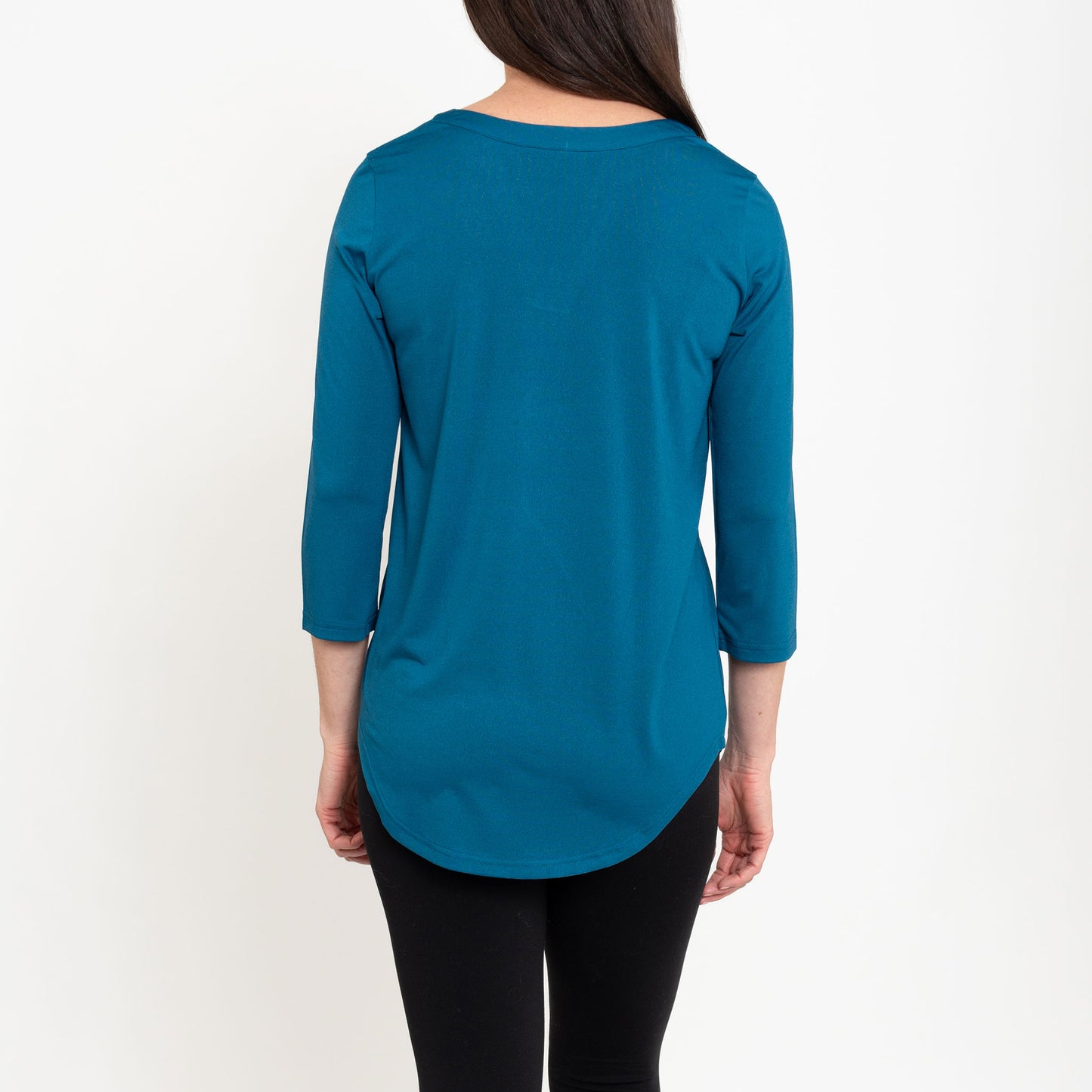 Daisy 3/4 Sleeve V-Neck Jersey Teal Tunic Blouse