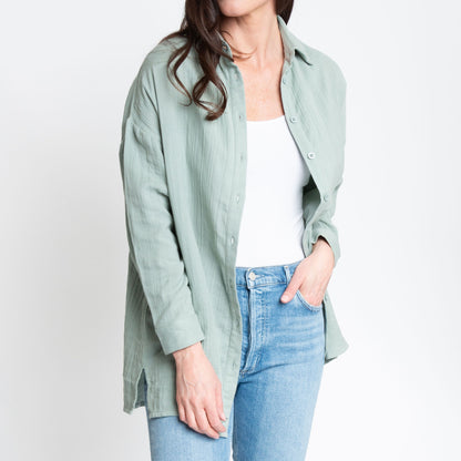 Aaliyah Gauze Long Sleeve Button Up Top
