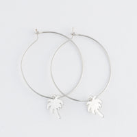Dainty Palm Tree Charm Hoop Earrings