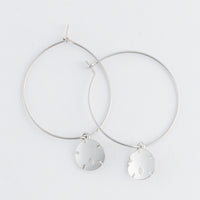 Dainty Sand Dollar Charm Hoop Earrings