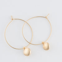 Dainty Seashell Charm Hoop Earrings