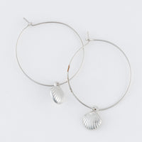 Dainty Seashell Charm Hoop Earrings