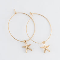 Dainty Starfish Charm Hoop Earrings
