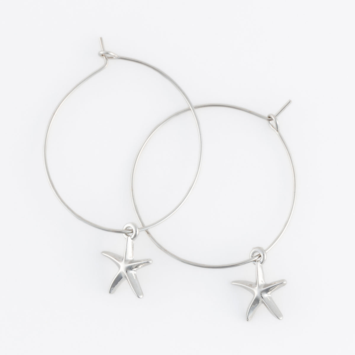 Dainty Starfish Charm Hoop Earrings