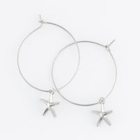 Dainty Starfish Charm Hoop Earrings