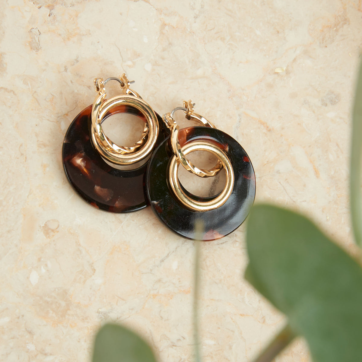 Sloane Tortoiseshell Double Ring Acrylic Hoop Earring