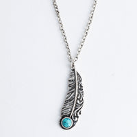 Everleigh Turquoise Stone Feather 18" Pendant Necklace