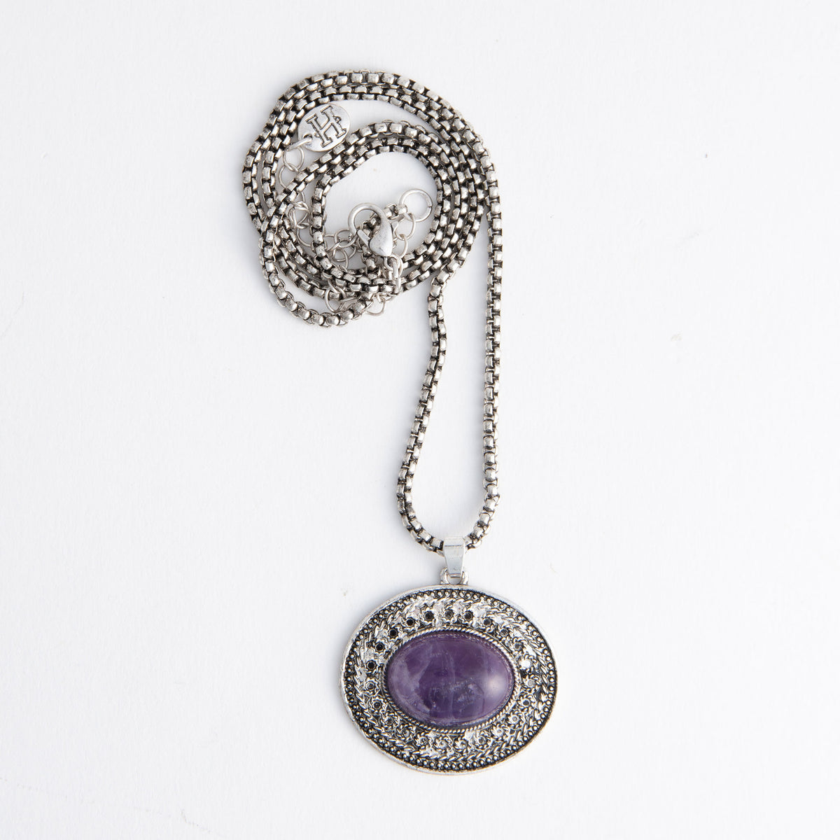 Serena Genuine Amethyst Stone 20" Pendant Necklace