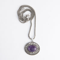 Serena Genuine Amethyst Stone 20" Pendant Necklace