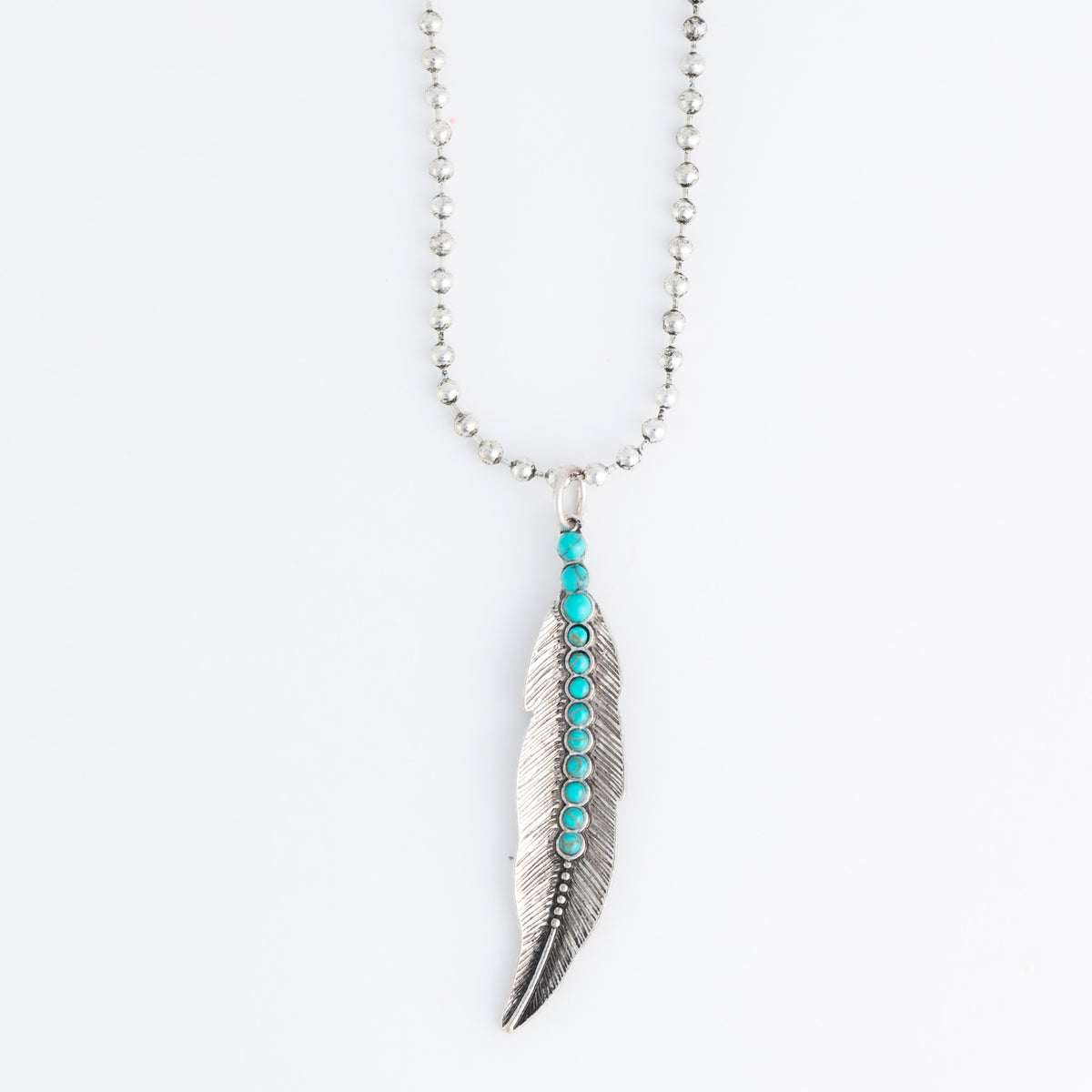 Torry Genuine Turquoise Feather 18" Pendant Necklace